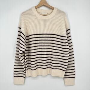 Aritzia Wilfred Maria Sweater Merino Wool Pullover Striped Womens Large Burgundy